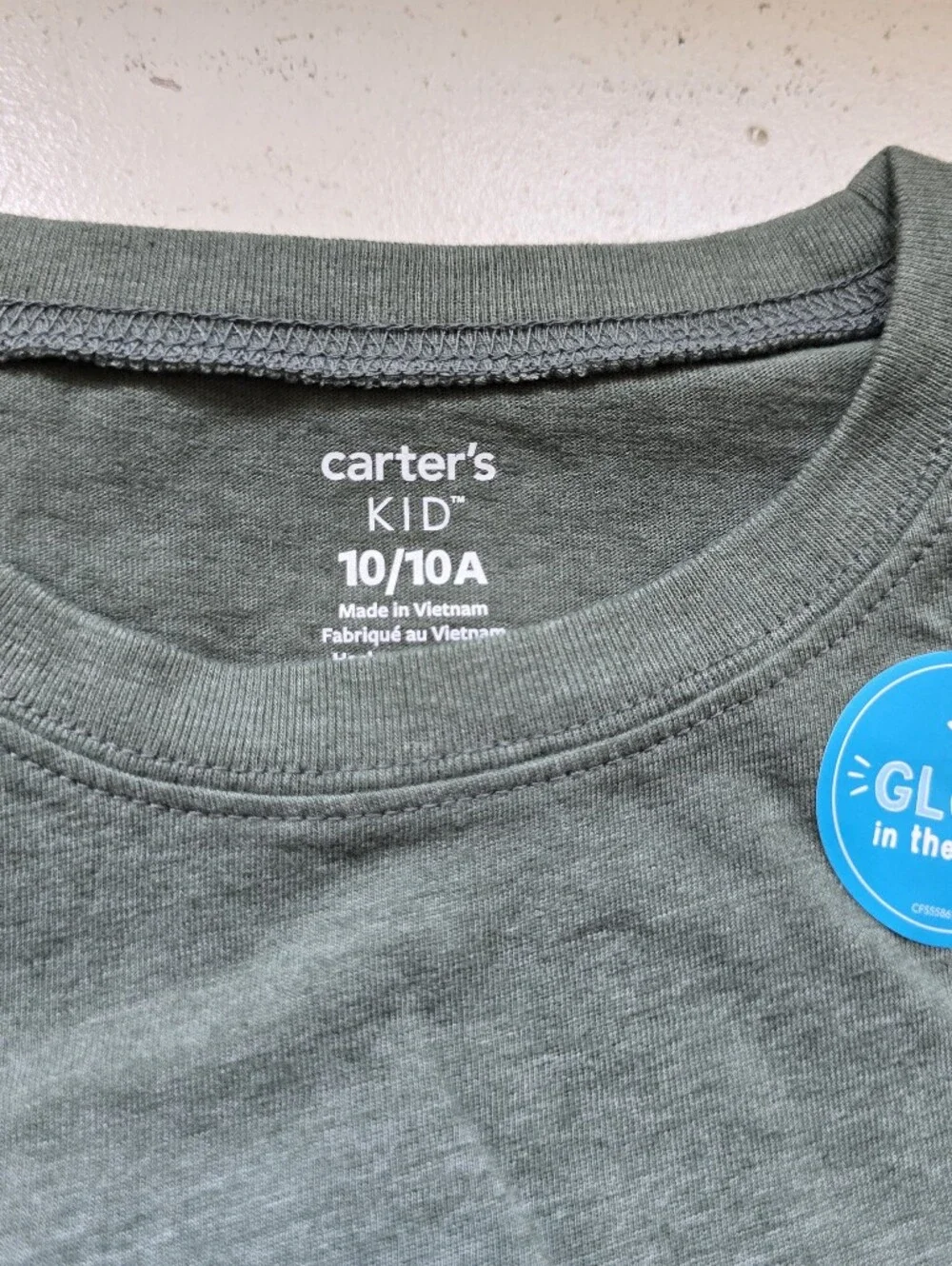 Carter's Green Long Sleeve Tee with Geometric Dinosaur Graphic